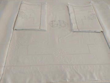 Groot laken met monogram LB - Laken (3) - 320 cm - 239 cm