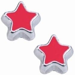 1 x Metalen Ibiza schuiver ster zilver Rood 11 mm (Nikkel..., Ophalen of Verzenden, Nieuw, Kraal