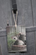 deco bordje christmas bells + pinus 22x15cm, Ophalen of Verzenden, Nieuw
