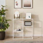 [en.casa] Console tafel Strömstad sidetable 80x80x26 cm wit, Huis en Inrichting, Tafels | Sidetables, Verzenden, Nieuw