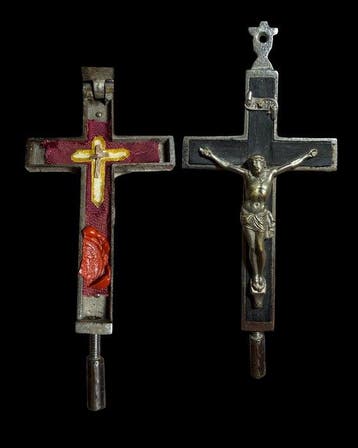 Reliekhouder - Verzilverd, Hout, Metaal - 1850-1900 -