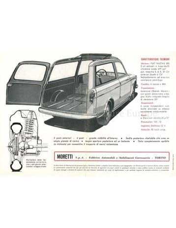 1958 MORETTI FIAT 500 BROCHURE ITALIAANS, Nieuw, Author