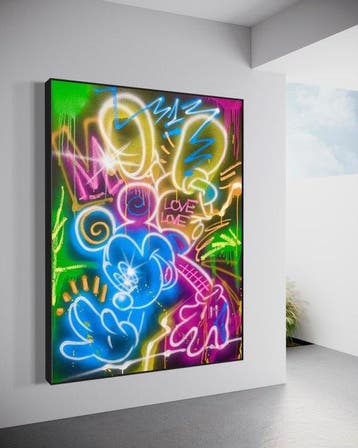 Outside313 - Mickey Mouse - M of magic - Neon black edition, Antiek en Kunst, Kunst | Schilderijen | Modern