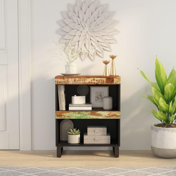 vidaXL Bijzetkast 60x33x75 cm massief gerecycled hout, Huis en Inrichting, Slaapkamer | Nachtkastjes, Nieuw, Minder dan 45 cm