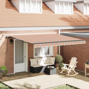 vidaXL Uitschuifbare luifel Meerkleurig 400 × 350 cm, Verzenden, Nieuw