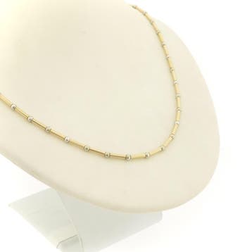 Bicolor gouden staafjes collier (Ketting), Ophalen of Verzenden, Gebruikt, Goud, Goud