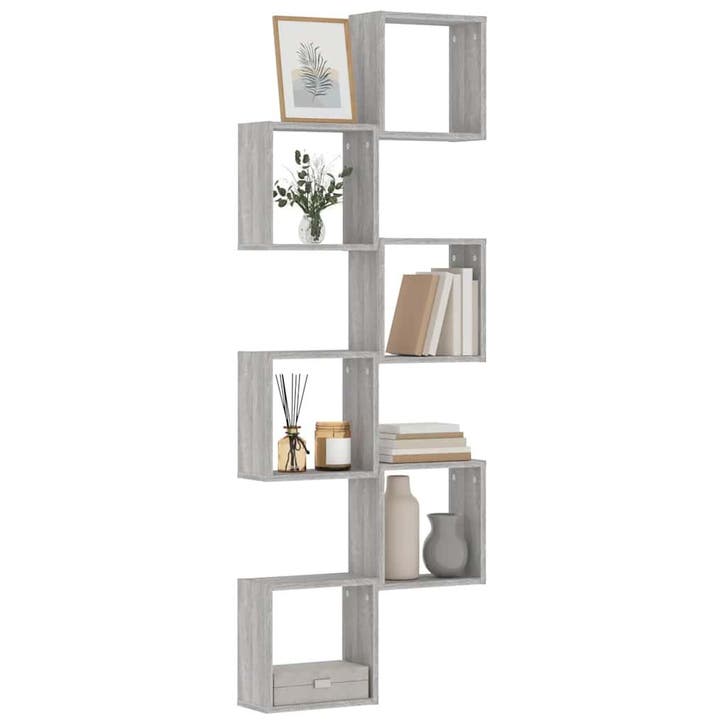 vidaXL Wandschappen kubus 6 st 30x15x30 cm grijs sonoma, Huis en Inrichting, Woonaccessoires | Wandplanken en Boekenplanken, Nieuw