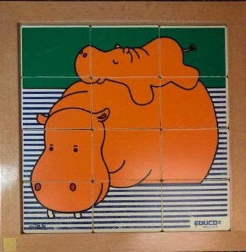Educo puzzel Nijlpaard moeder met kind, Verzenden, Nieuw