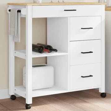 vidaXL Keukentrolley MONZA 84x40x88,5 cm massief grenenhout, Verzenden, Nieuw