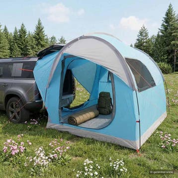 vidaXL Autotent Blauw 3-persoons Polyester en staal, Caravans en Kamperen, Verzenden, Nieuw, Tot en met 2