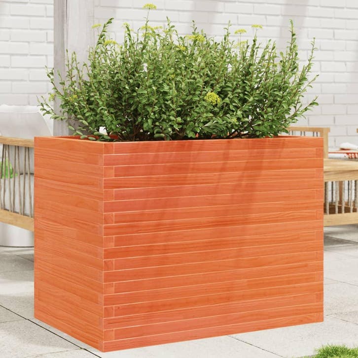 vidaXL Plantenbak 90x60x68,5 cm massief grenenhout wasbruin, Tuin en Terras, Bloembakken en Plantenbakken, Nieuw, Hout, Verzenden