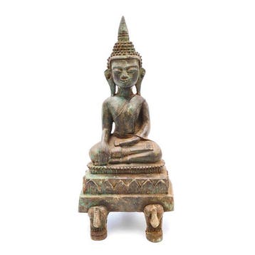 Oud-Indochinese Brons XL zittende Boeddha-beeld altaar idool