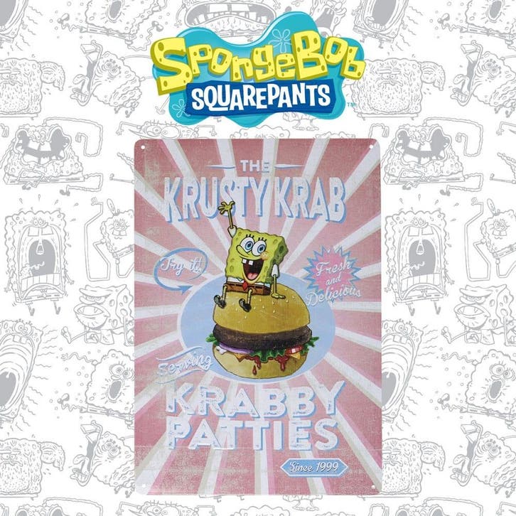 SpongeBob Tin Sign Krusty Krab, Verzamelen, Film en Tv, Nieuw, Ophalen of Verzenden
