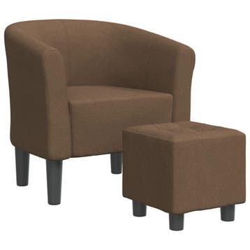 Kuipstoel met voetenbank - Bruin | Retourdeal 48% Korting, Huis en Inrichting, Fauteuils, Minder dan 75 cm, Nieuw, Ophalen of Verzenden