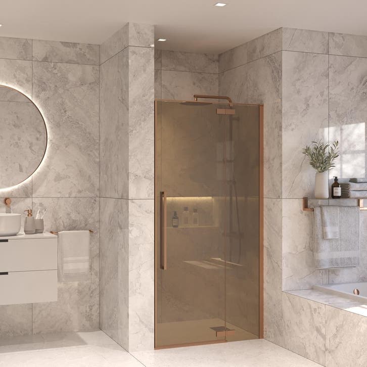 Nisdeur Set Sanivo Vigo Champagne Glas 80x200 Geborsteld, Doe-het-zelf en Verbouw, Sanitair, Douche, Nieuw, Chroom, Ophalen of Verzenden