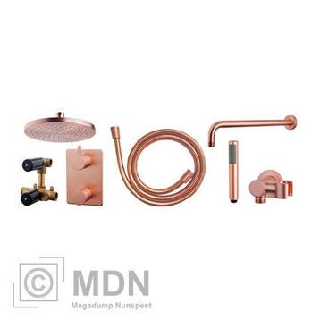 Inbouw regendouche set rond type 502 geborsteld koper (20cm), Verzenden, Nieuw