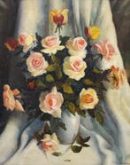 Europese school (XX) - Bodegón de rosas, Antiek en Kunst