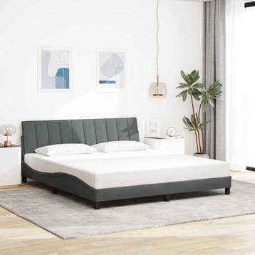 vidaXL Bedframe zonder matras Hanko stof donkergrijs, Eenpersoons, Verzenden, Nieuw, 80 cm