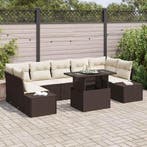 vidaXL Tuin Sofa Set met kussen 8 pcs Bruin en Crème, Verzenden, Nieuw, Rotan