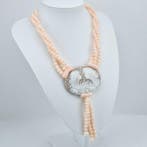 Koraal - Zilver - Halsketting - Roze koraal en camee, Nieuw