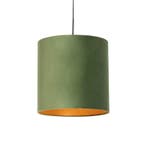 Hanglamp met velours kap groen met goud - Combi, Huis en Inrichting, Lampen | Hanglampen, Verzenden, Nieuw, Stof, Country-rustic