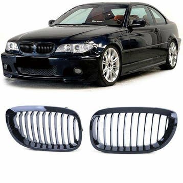 Glanzend zwarte grillen passend voor BMW 3 serie E46 coup..., Auto-onderdelen, Verzenden, Nieuw