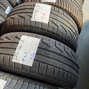 2 x Pirelli 225-55-17 Winterbanden 5,5mm, Gebruikt, 17 inch, Band(en), Personenwagen