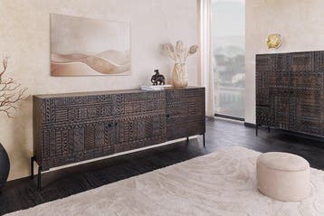 Massief dressoir TRIBAL 180cm antiek bruin mangohout 3D, Ophalen of Verzenden, Nieuw