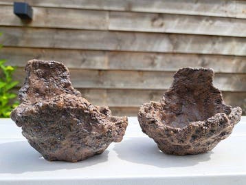 2 stuks Bonsai schalen +- 10x10x10cm - ongeglazuurd - Hoogte