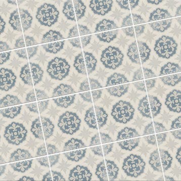 Keramische Portugese vloertegels 20x20 grijs met blauw bloem, Verzenden, Nieuw