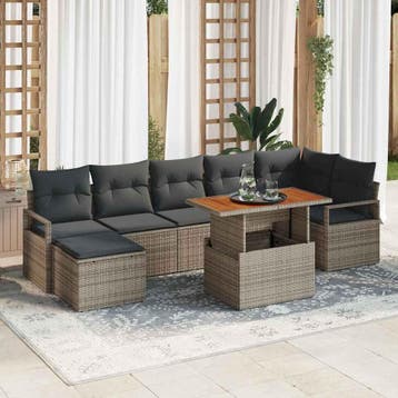 vidaXL Tuin Sofa Set 8 st Grijs Poly riet, Verzenden, Nieuw, Rotan, 8 zitplaatsen