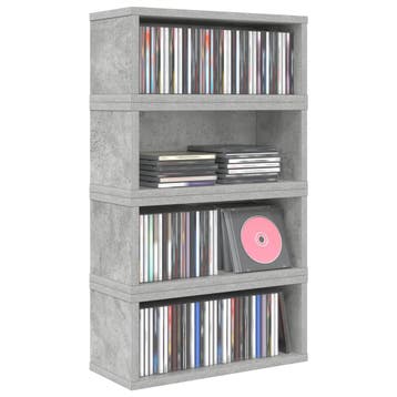 vidaXL CD Opslag Rek 4 st Betongrijs 40 x 17 x 17 cm Bewerkt, Verzenden, Nieuw