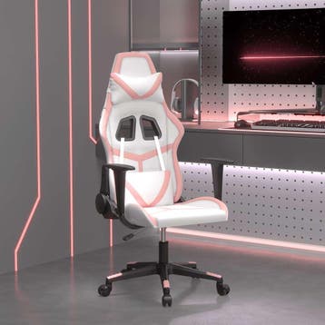vidaXL Massage gamestoel kunstleer wit en roze, Verzenden, Nieuw, Roze