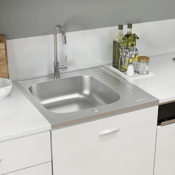 vidaXL Gootsteen met afvoerset 600x600x155 mm roestvrij, Verzenden, Nieuw