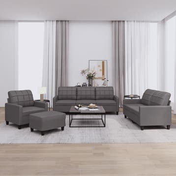 vidaXL 4-delige Loungeset met kussens kunstleer bruin, Huis en Inrichting, Verzenden, Nieuw, Leer, Minder dan 150 cm