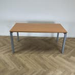 verstelbaar bureau / tafel 160x80 cm, beuken - grijs, Ophalen of Verzenden, In hoogte verstelbaar, Gebruikt