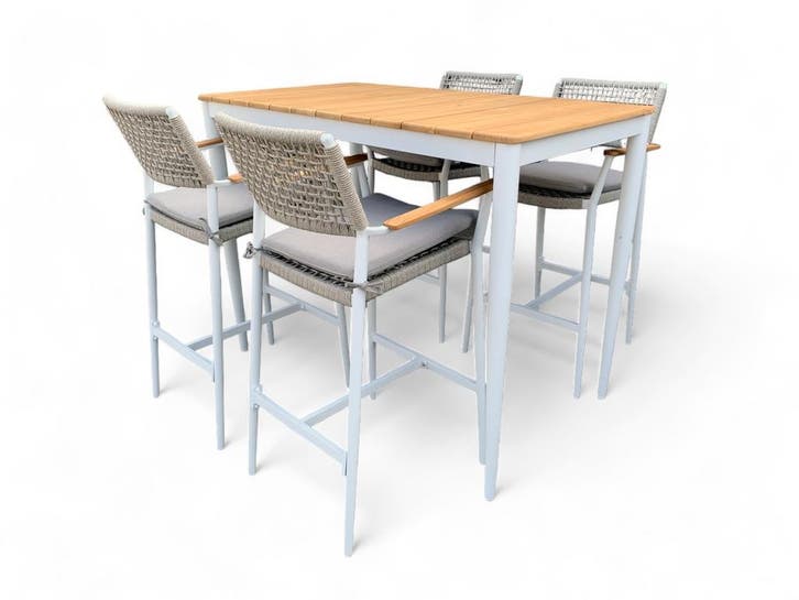 Bartafel Sandro met 4 hoge barstoelen, Tuin en Terras, Tuinsets en Loungesets, Ophalen of Verzenden