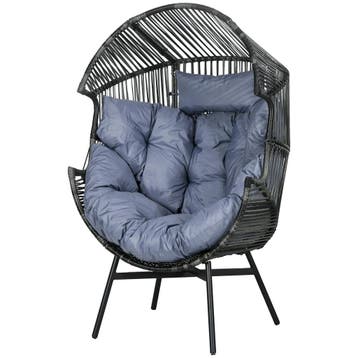 Rieten Stoel, Rieten Mandstoel Met Dik Zitkussen, Tuinstoel, Verzenden, Nieuw