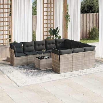 vidaXL 11-delige Loungeset met kussens poly rattan, Verzenden, Nieuw, Loungeset