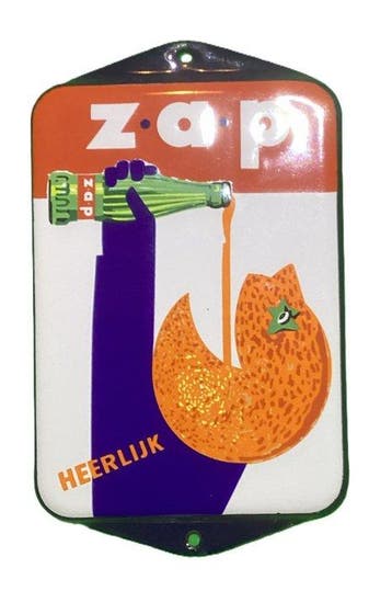 Langcat Bussum - Deurpost ZAP - Emaille bord - Emaille