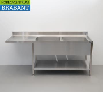 HCB RVS Spoeltafel dubbele spoelbakken Premium-line 200 cm, Ophalen of Verzenden, Nieuw in verpakking