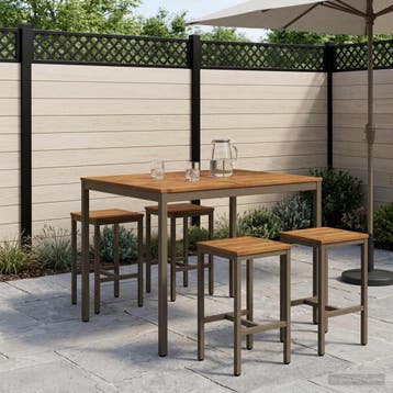 vidaXL Tuinbar Tafel Natuurlijk en Koffie 110 x 108,5 x 105, Verzenden, Nieuw
