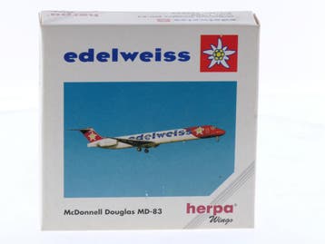 Schaal 1:500 Herpa 507639 McDonnell Douglas MD-83 Edelwei..., Ophalen of Verzenden, Zo goed als nieuw