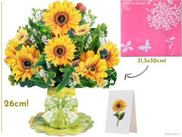 Boeket Zonnebloemen in Vaas | Megagrote pop-up kaart, Verzenden, Nieuw