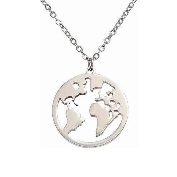 Fako Bijoux - Ketting - Wereldkaart - Wereldbol - Ø 18mm -, Sieraden, Tassen en Uiterlijk, Kettingen, Verzenden