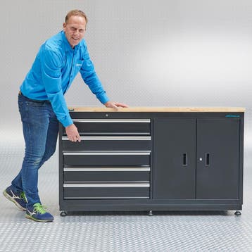 Datona Werkbank met laden 160 cm - Datona - Zwart, Doe-het-zelf en Verbouw, Werkbanken, Ophalen of Verzenden, Nieuw