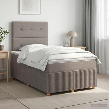 vidaXL Boxspringbed met matras met hoofdeinde Taupe 120 x, Verzenden, Nieuw, Twijfelaar