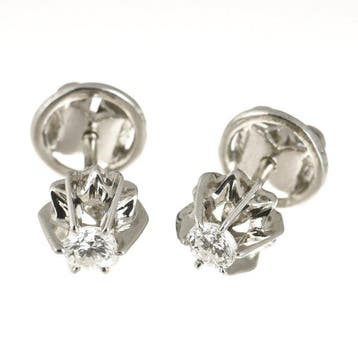 Oorstekers - 18 karaat Witgoud Diamant (Natuurlijk), Sieraden, Tassen en Uiterlijk, Antieke sieraden