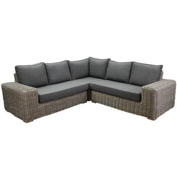 Queen hoek loungeset 3 delig grijs wicker, Ophalen of Verzenden, Nieuw, Wicker