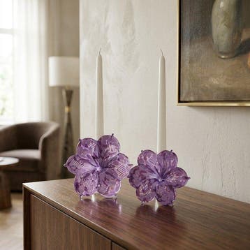 Kandelaar (2) - Glas - bloemenkandelaar, Antiek en Kunst, Antiek | Glas en Kristal